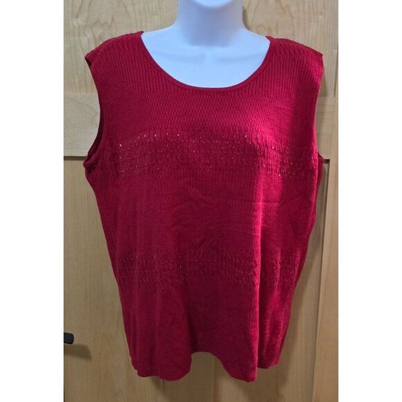 Rqt Womens Sleeveless Ribbed Knit Tank Top Large L Nylon & Rayon Blend Red - Picture 1 of 7